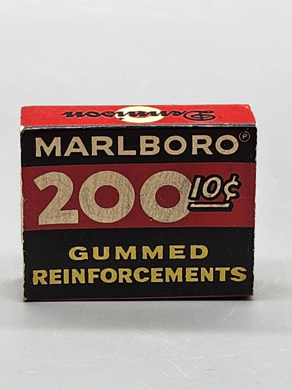 Vintage Marlboro Gummed Reinforcements Box 200 Dennison Red Black Office Decor