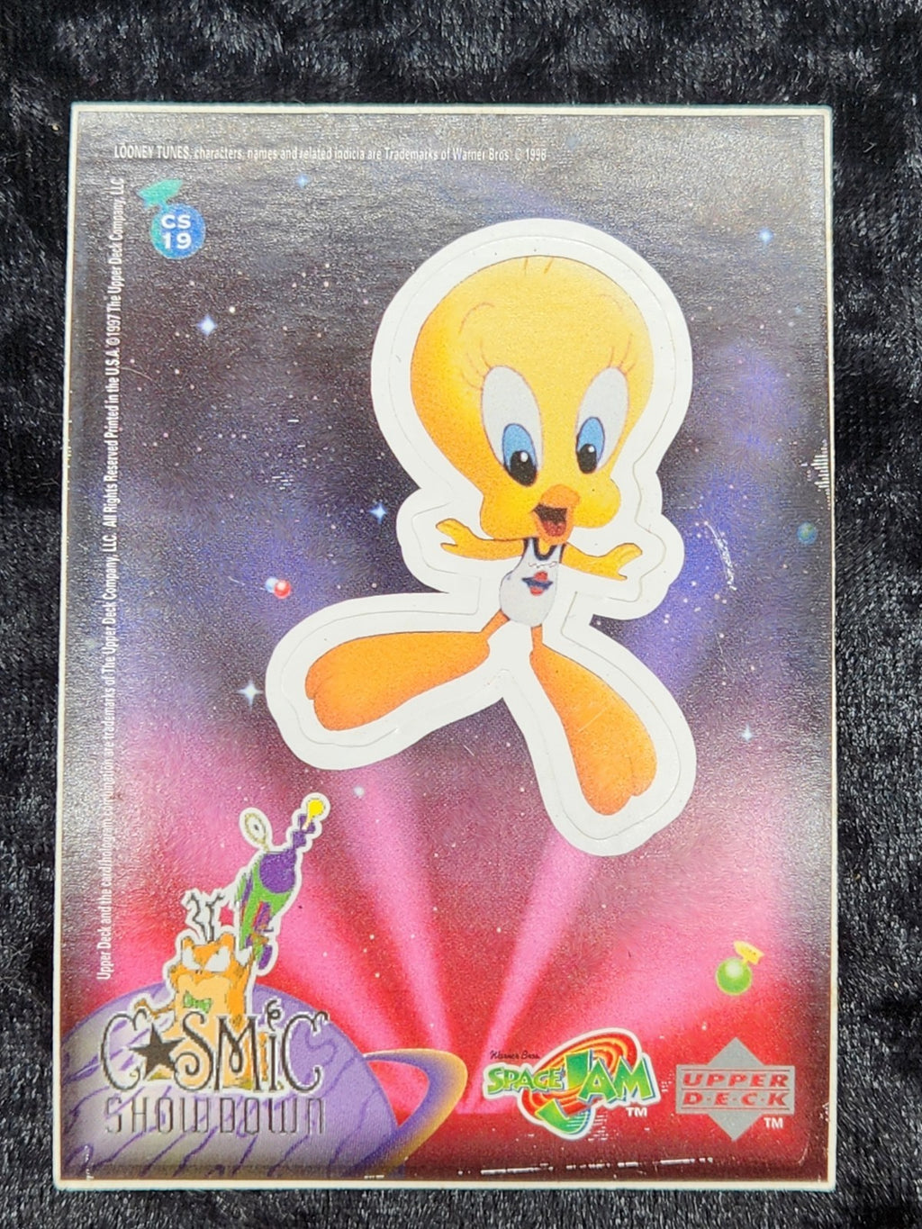 1997 Upper Deck Space Jam Cosmic Showdown CS19 Tweety Bird Die-Cut Sticker Card