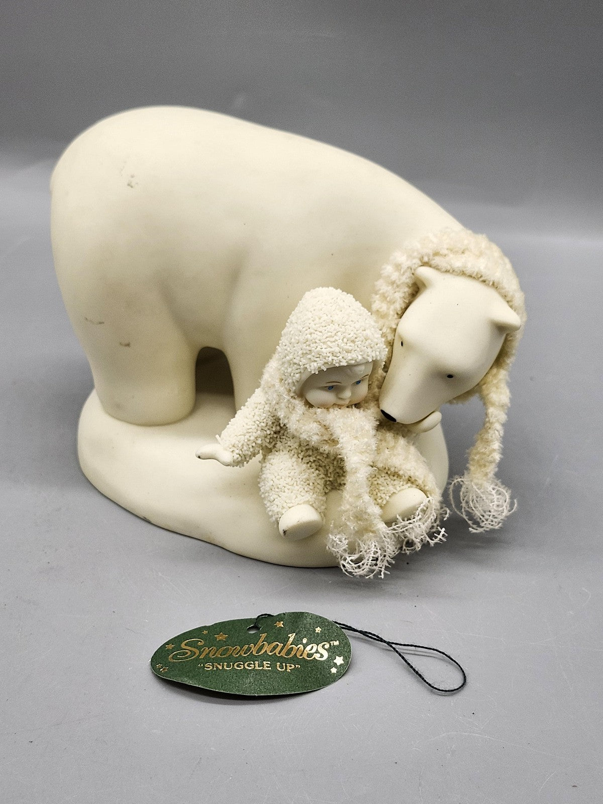 Vintage Department 56 Snowbabies Snuggle Up Polar Bear Figurine White Decor
