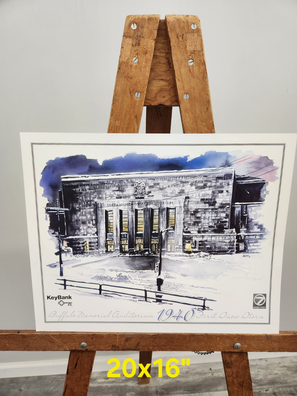 Buffalo Memorial Auditorium 1940 First Snow Storm Art Print KeyBank WKBW 20x16