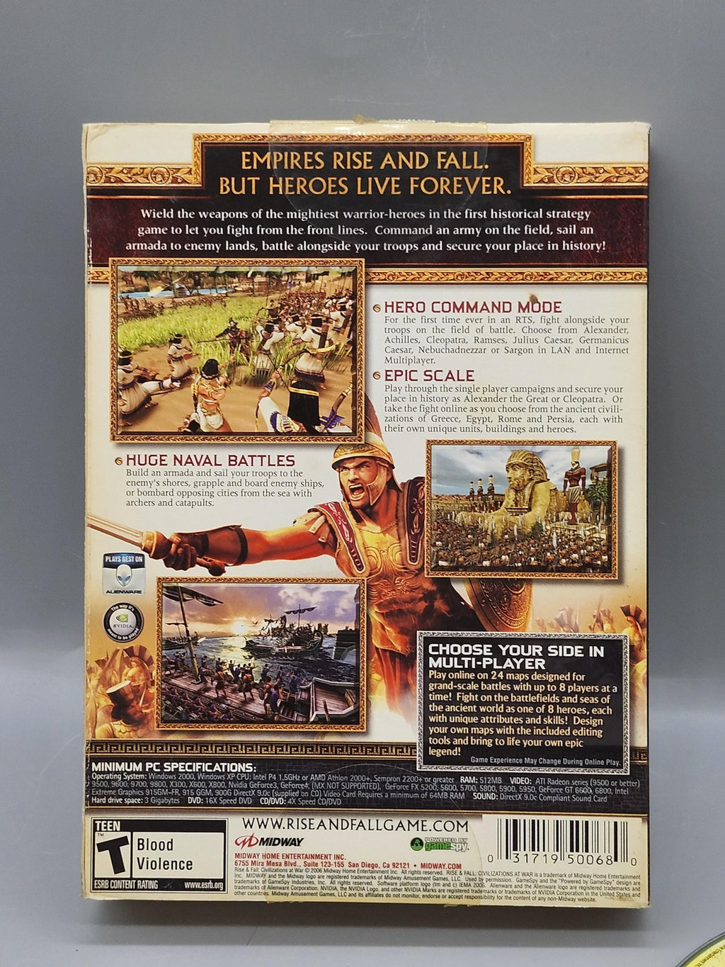 Rise & Fall Civilizations At War PC CD-ROM Game 4 Disc Midway T Strategy War