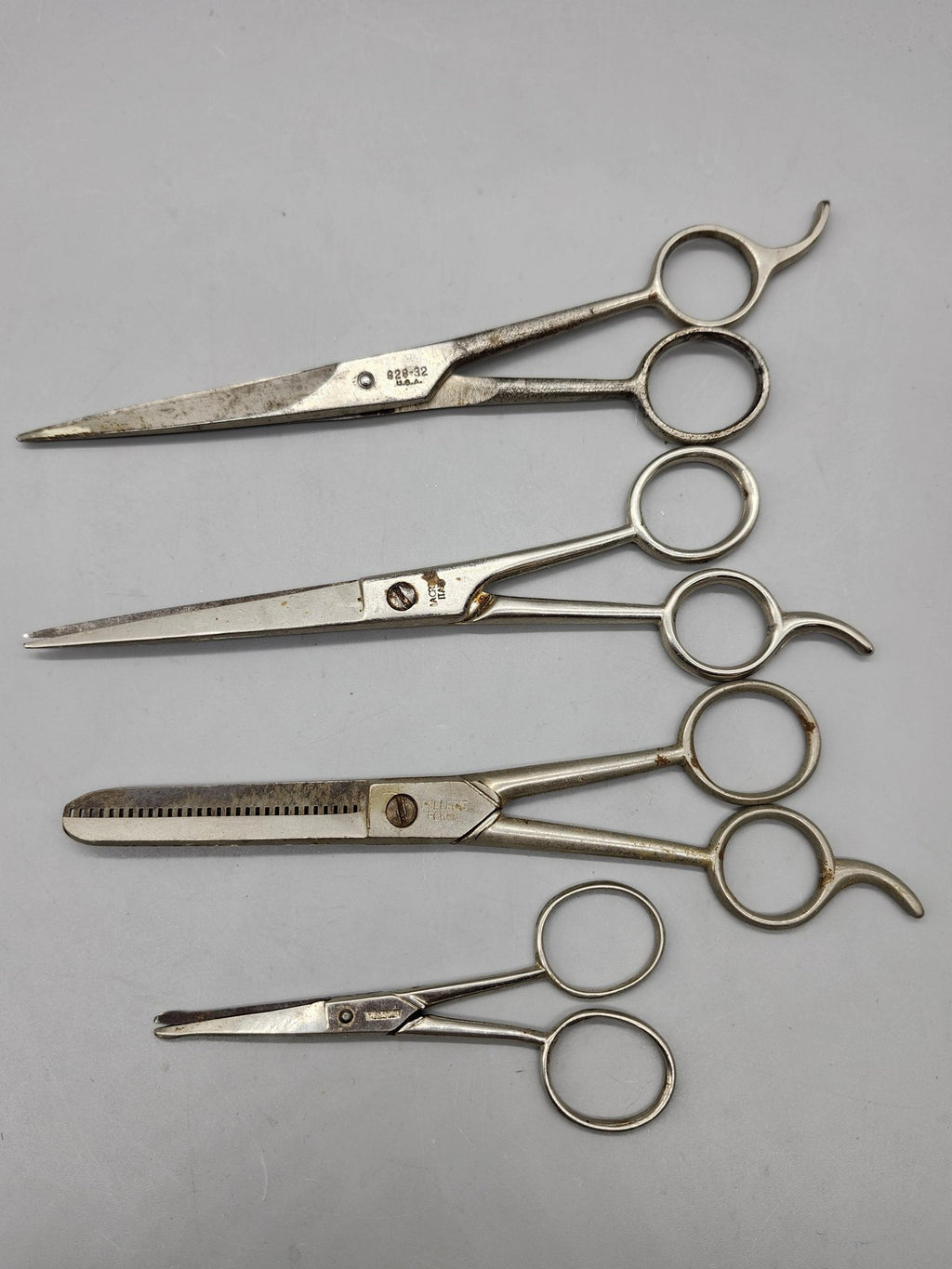 Vintage Millers Forge Barber Hair Cutting Thinning Shears Set 4 Pc 6in Silver