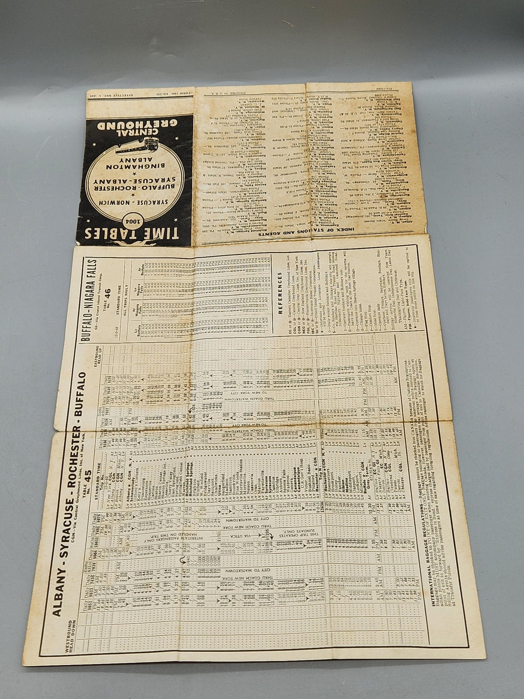 Vintage 1949 Central Greyhound Bus Timetable Booklet Black White USA New York