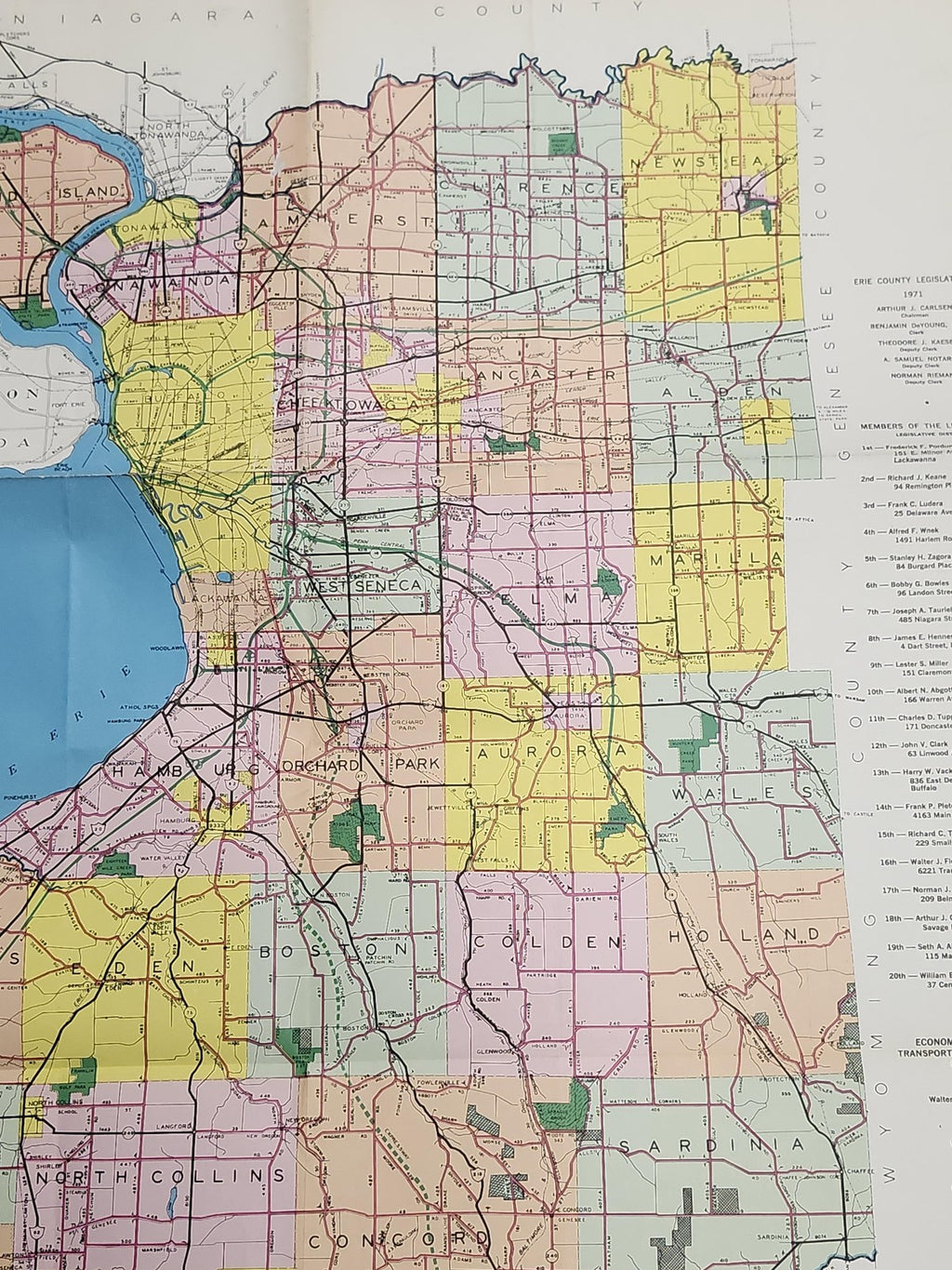 Vintage 1971 Erie County New York Highway Road Map 150th Anniversary Folded USA
