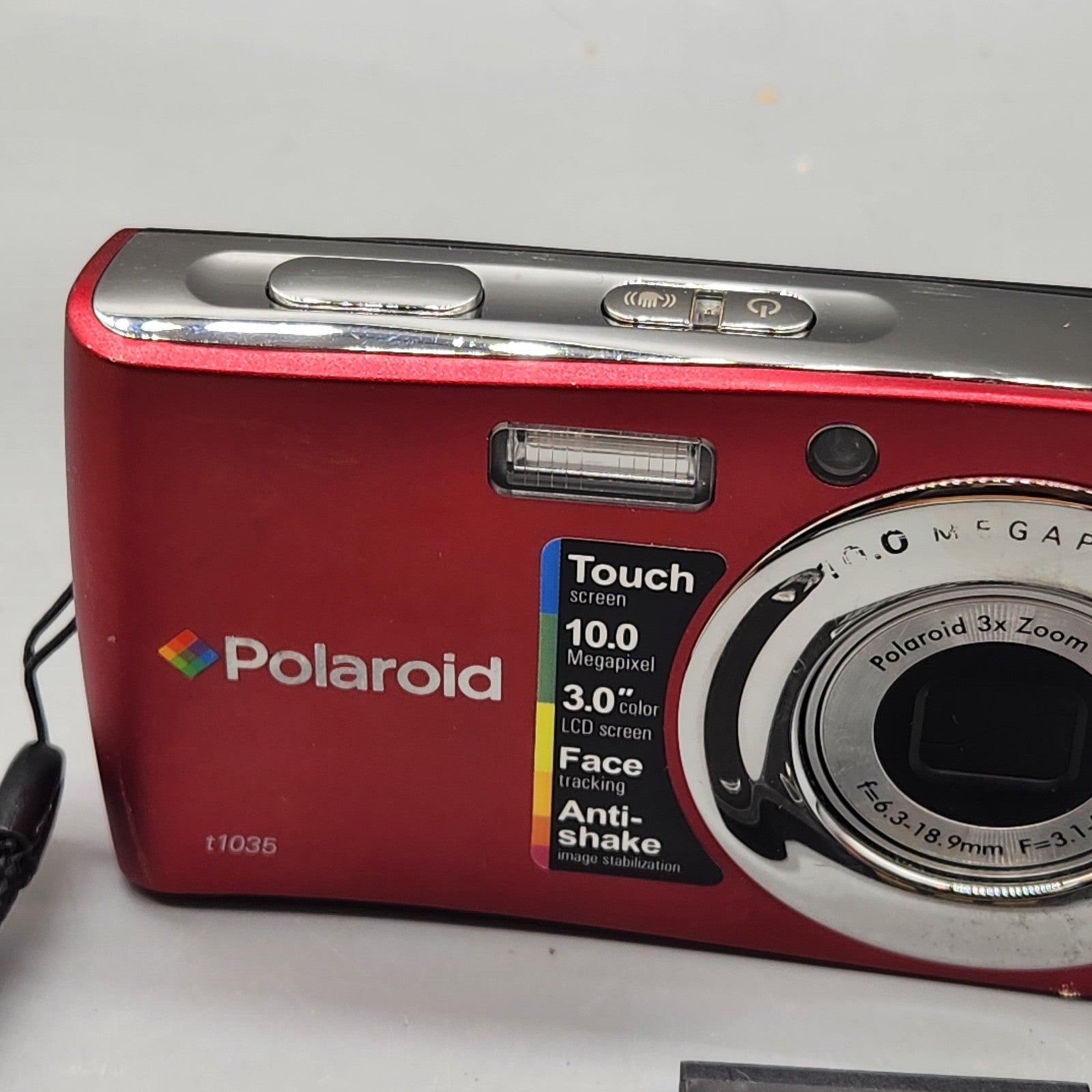 Polaroid t1035 Digital Camera 10MP Red Untested Parts or Repair w Battery