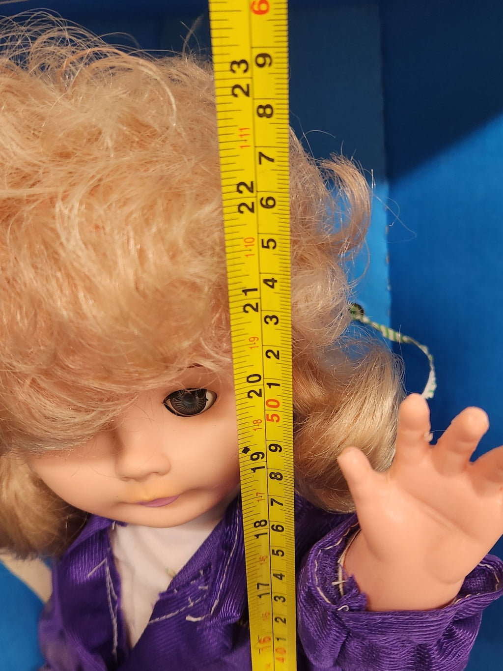Vintage FRAN Walking Doll w/ Original Cardboard Insert 24” Blonde Blue Eyes