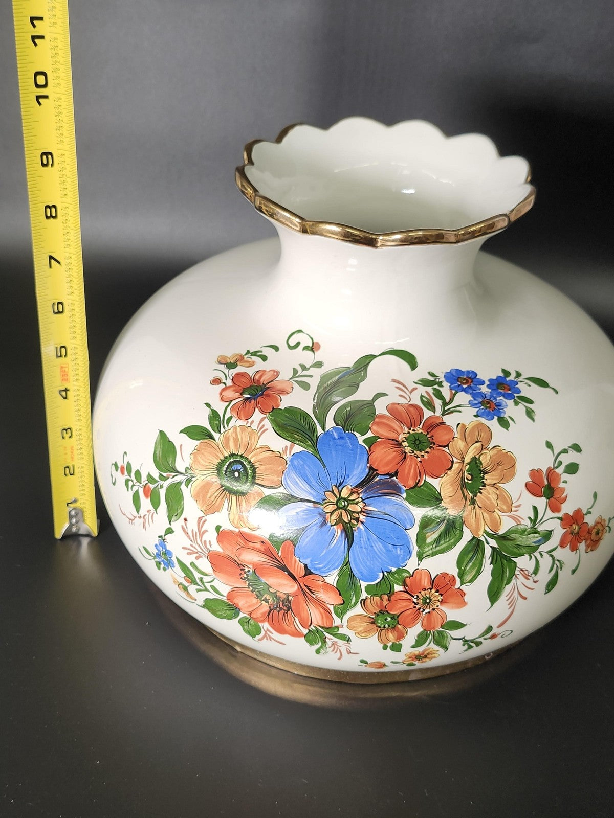 Vintage Floral Glass Lamp Shade Globe Gold Multicolor Diffuser Ceiling Decor