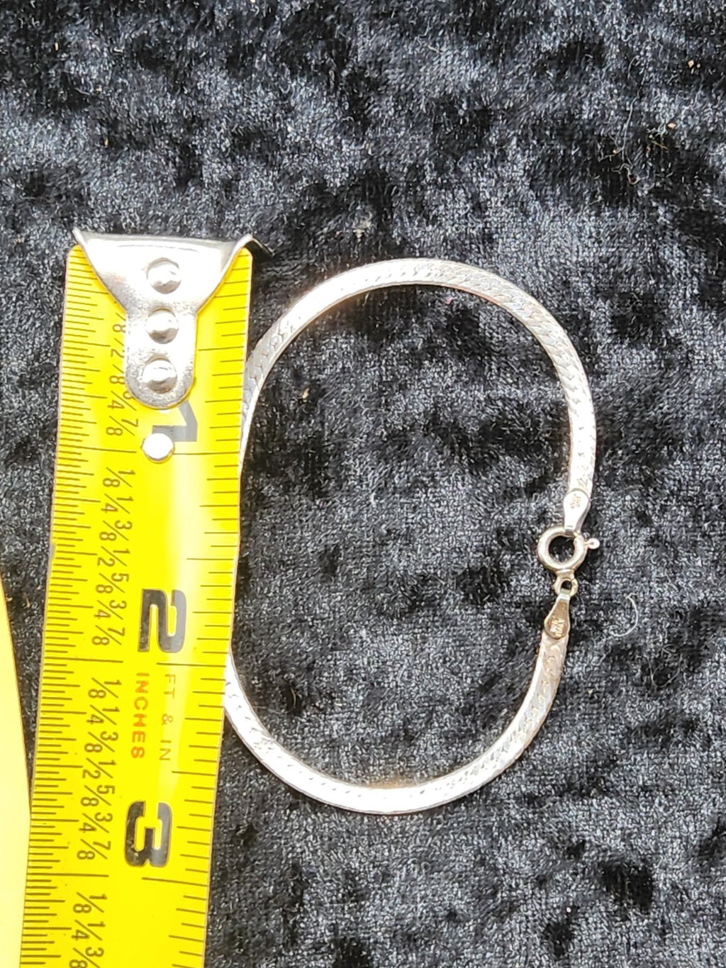 925 Italy Sterling Silver Herringbone Bracelet Vintage Flat Chain Lobster Clasp