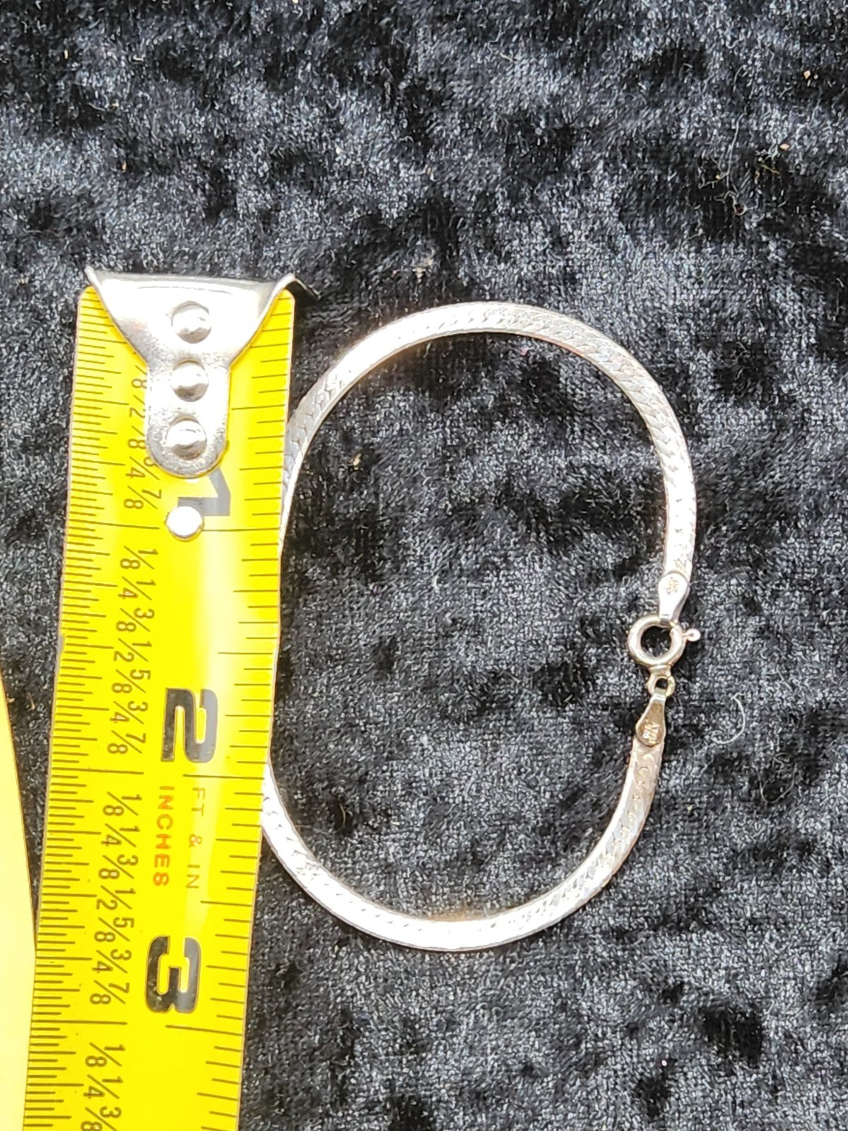 925 Italy Sterling Silver Herringbone Bracelet Vintage Flat Chain Lobster Clasp