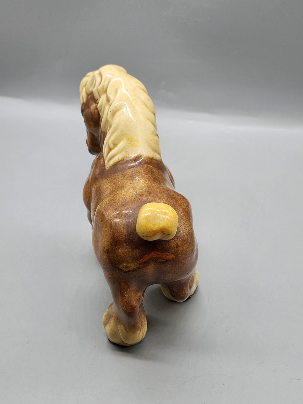 Unmarked Horse Figurine Medium Brown Cream Porcelain Pony Shelf Decor Accent