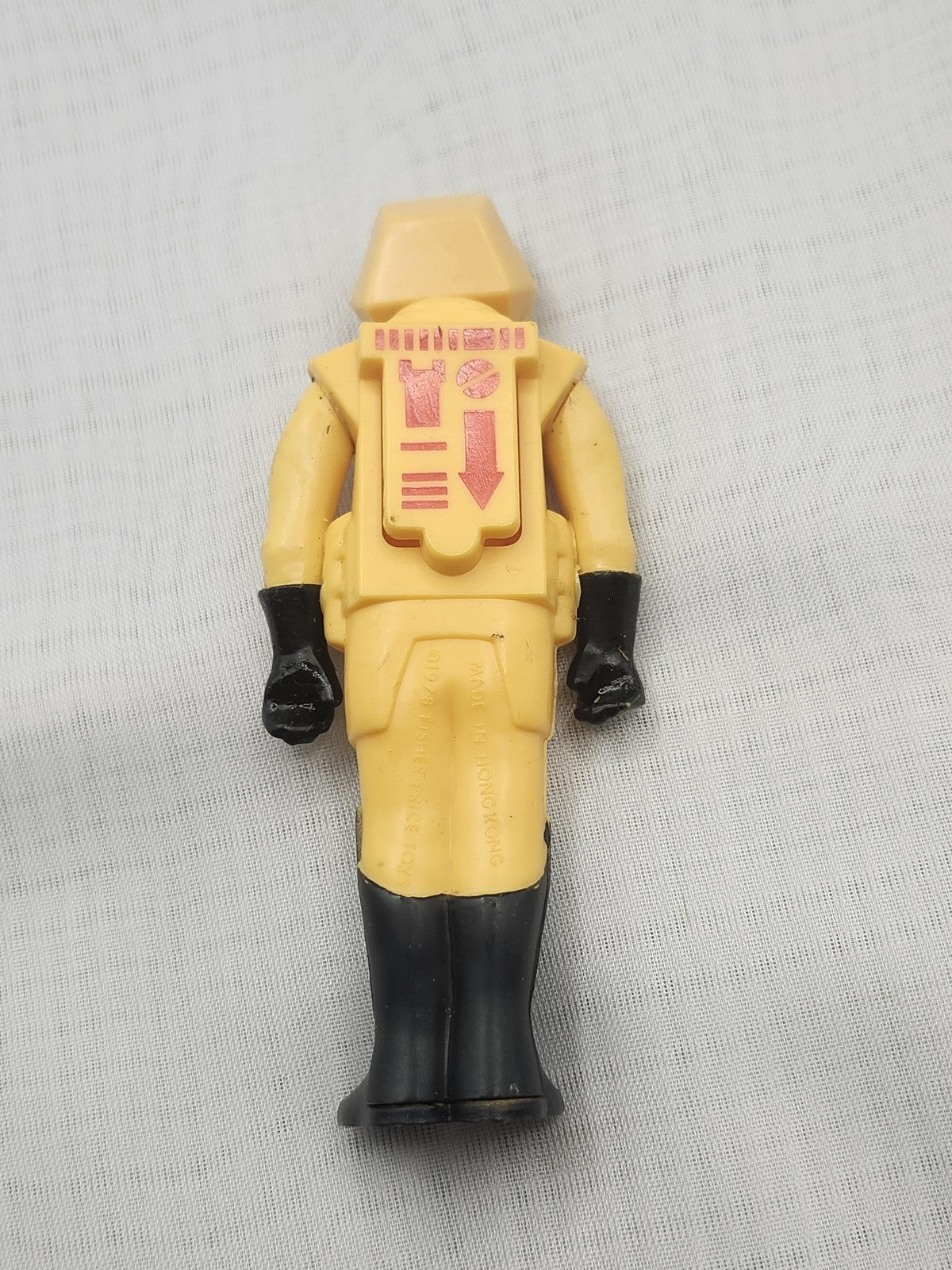 Vintage Yellow Space Soldier Action Figure Black Boots Plastic Toy Loose