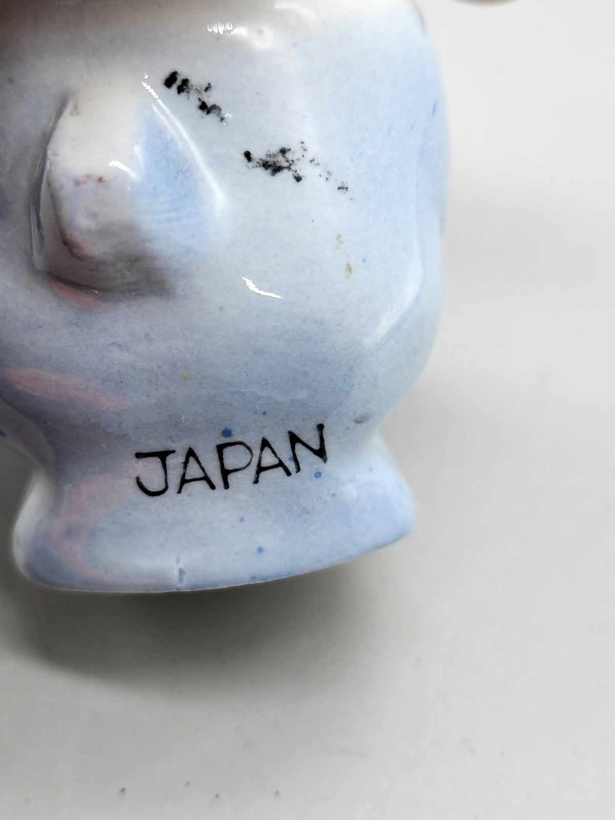 Vintage Blue Porcelain Rabbit Figurine Small Planter Cup Japan Decor Cute