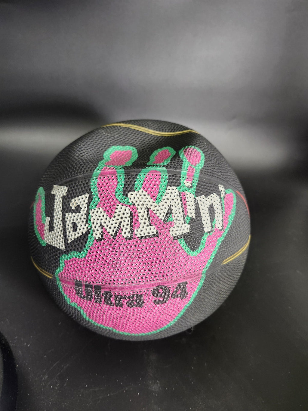 Vintage Sunoco Jammin Ultra 94 Slammin Basketball Rubber Ball Black Promo Retro