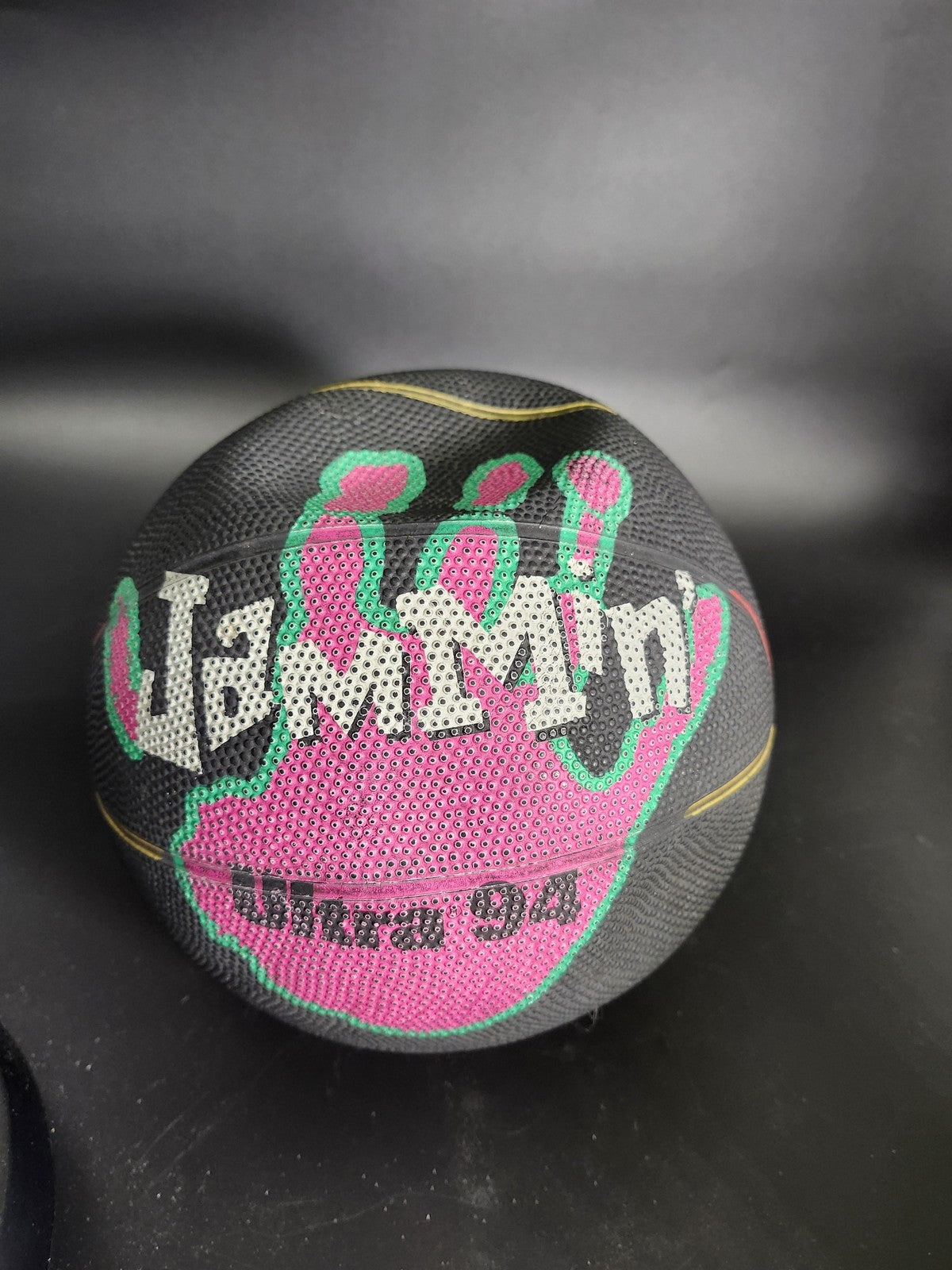 Vintage Sunoco Jammin Ultra 94 Slammin Basketball Rubber Ball Black Promo Retro