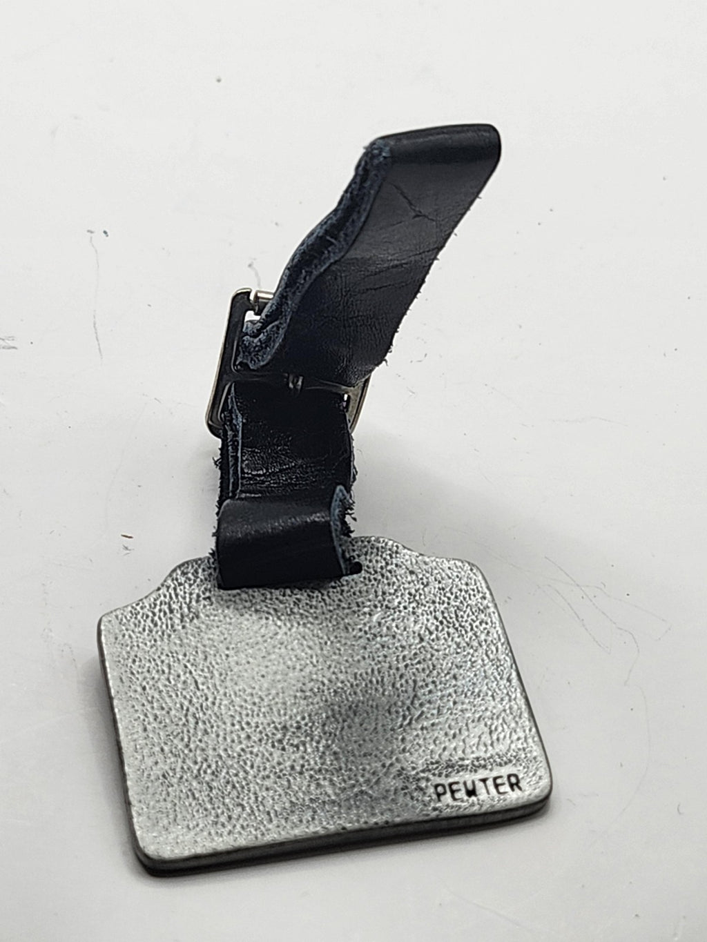 Cummins Power Pewter Keychain Key Fob Black Leather Strap Silver Tone Decor