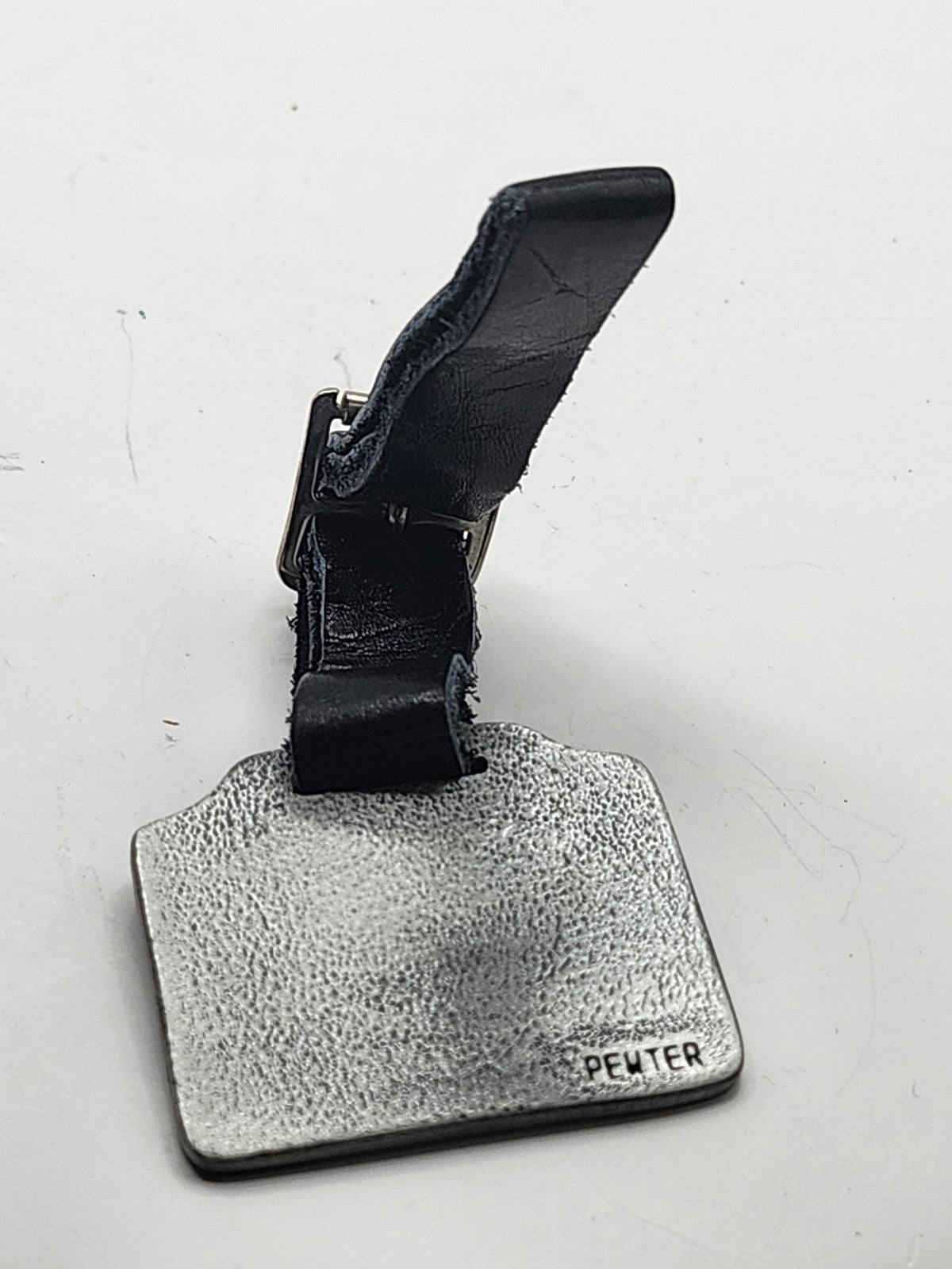 Cummins Power Pewter Keychain Key Fob Black Leather Strap Silver Tone Decor