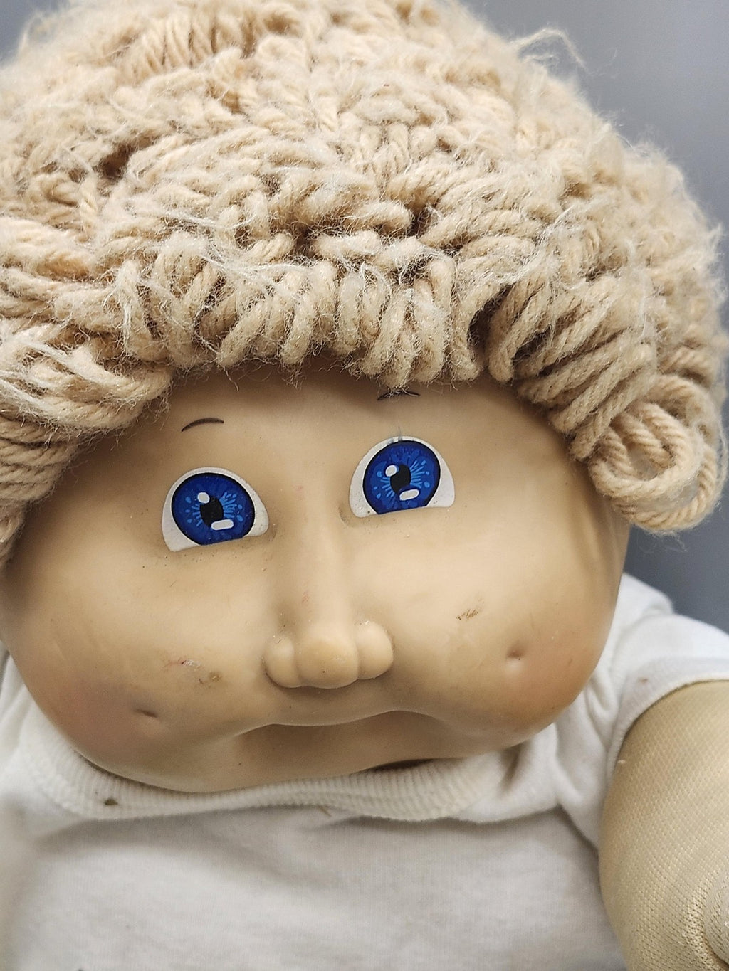 Vintage Cabbage Patch Kids Doll Blonde Yarn Hair Blue Eyes Soft Body Coleco