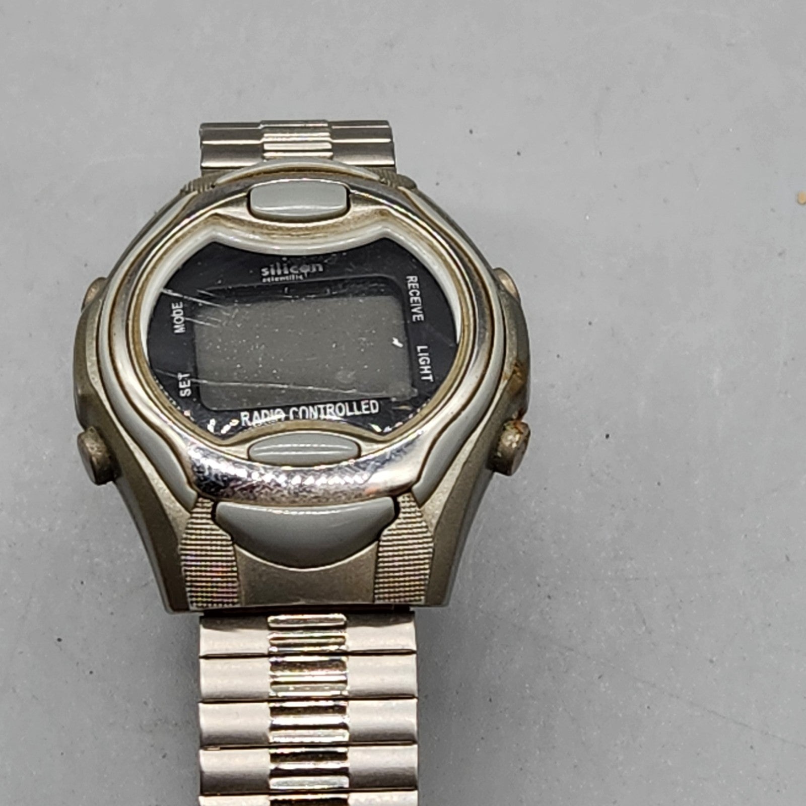 Silicon Scientific Radio Controlled Digital Watch Stainless Untested Parts...