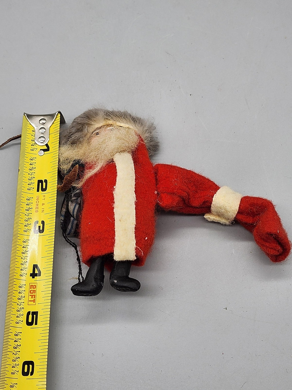 Vintage Santa Claus Fabric Figurine Small Red Coat Fur Trim 1978 Christmas Retro