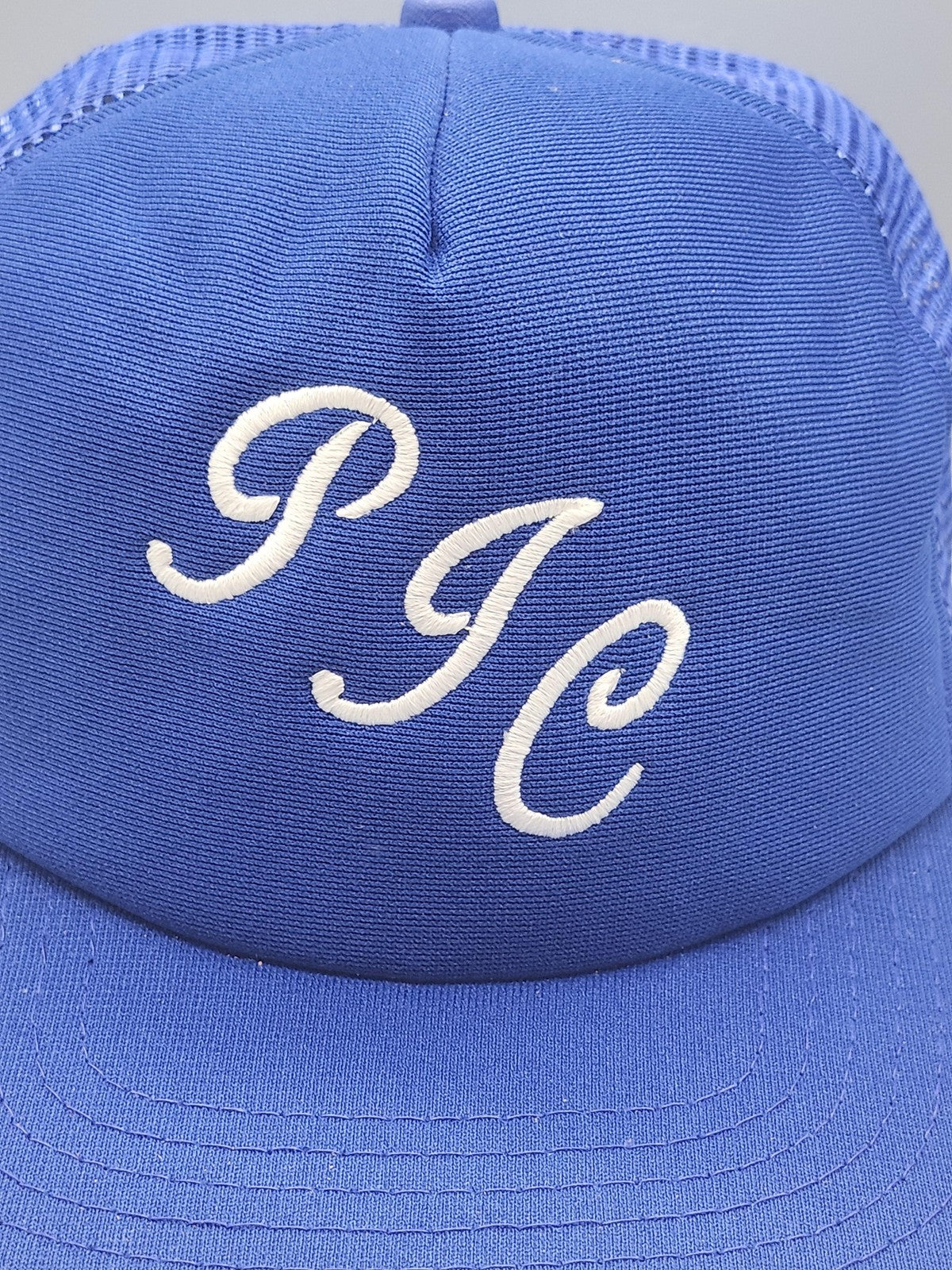 Vintage New Era PJC Hat Cap Snap Back Mens Large Blue Mesh Trucker 80s 90s