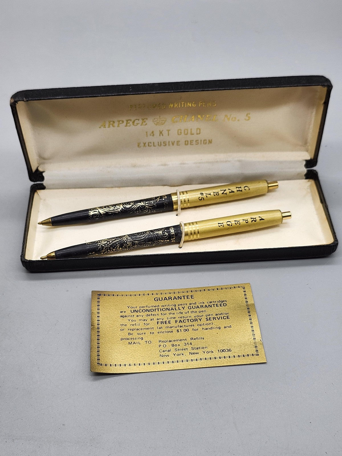 Vintage Quill Ballpoint Pen Sets Lot 2 Arpege Chanel No 5 Fresh Mark Burgundy