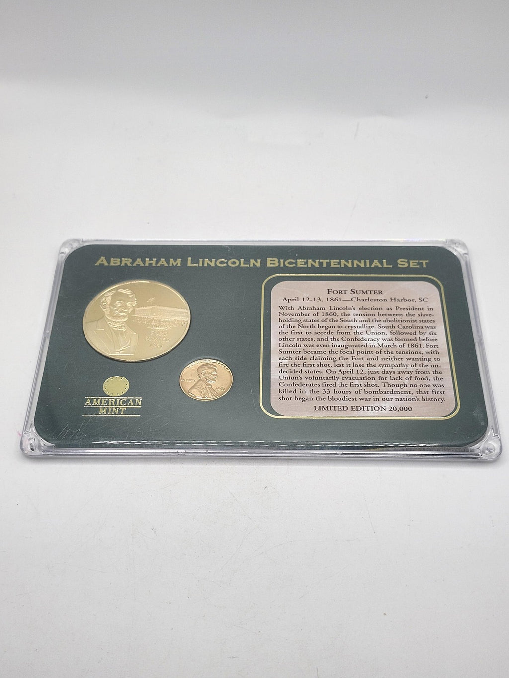 American Mint Abraham Lincoln Bicentennial Fort Sumter Medal Coin Set LE 20K