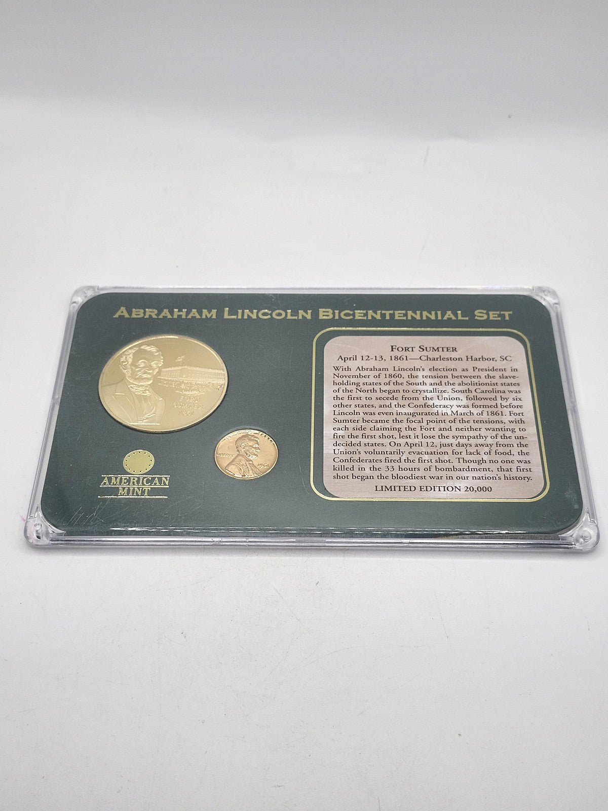 American Mint Abraham Lincoln Bicentennial Fort Sumter Medal Coin Set LE 20K