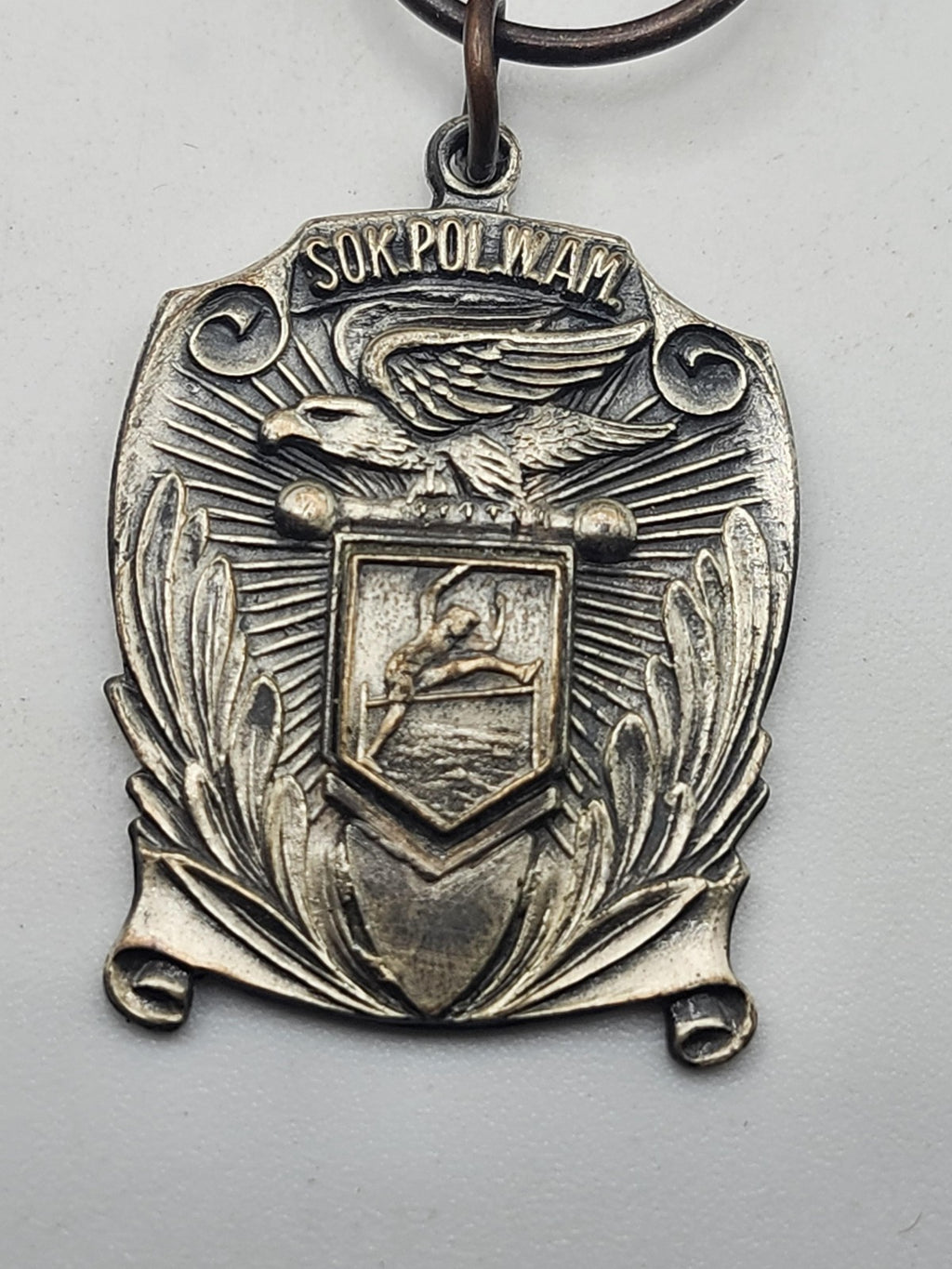 Vintage SOK POL W AM Eagle Sports Award Medals Lot 4 Red Ribbon Silver Tone