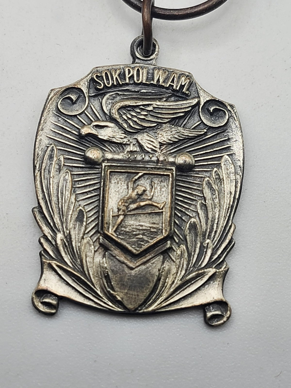 Vintage SOK POL W AM Eagle Sports Award Medals Lot 4 Red Ribbon Silver Tone