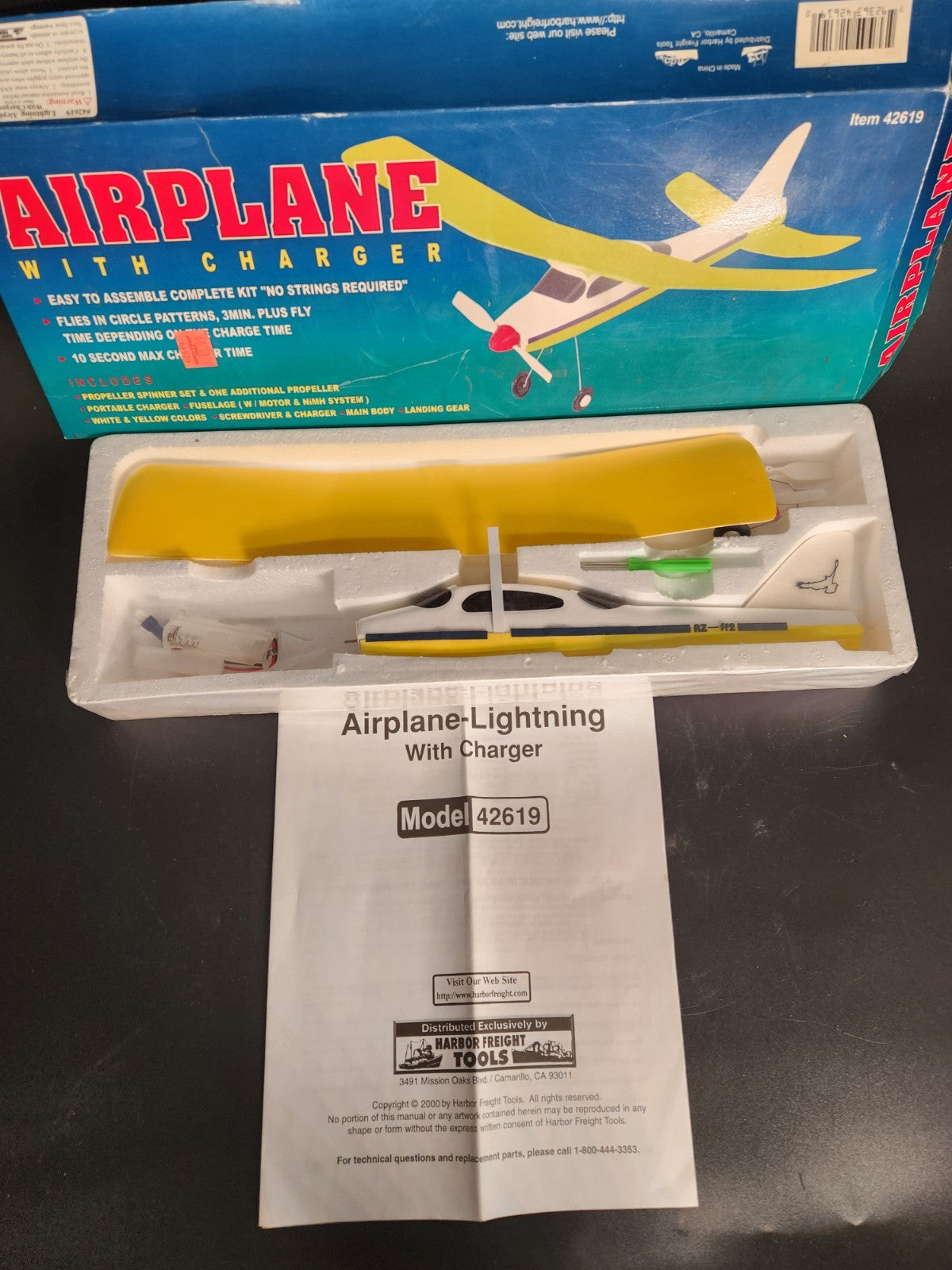 Vintage Harbor Freight Airplane Lightning With Charger Model 42619 RC Plane