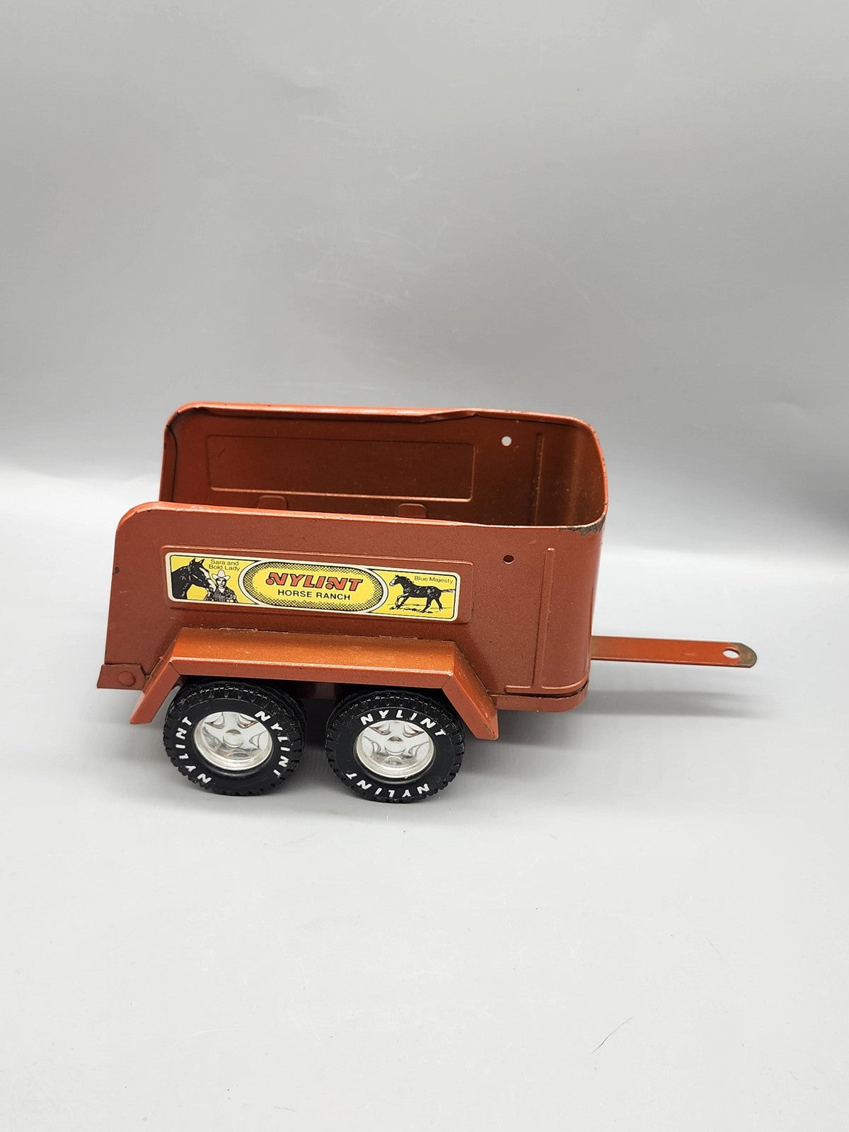 Vintage Nylint Horse Ranch Trailer Pressed Steel Toy Small Orange Vehicle