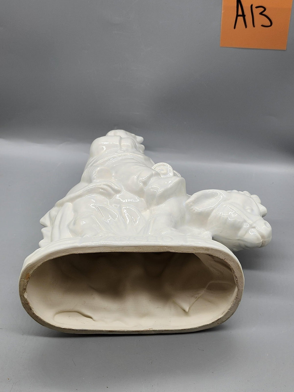 Unmarked White Ceramic Sancho Panza Figurine Don Quixote Literature Home Decor