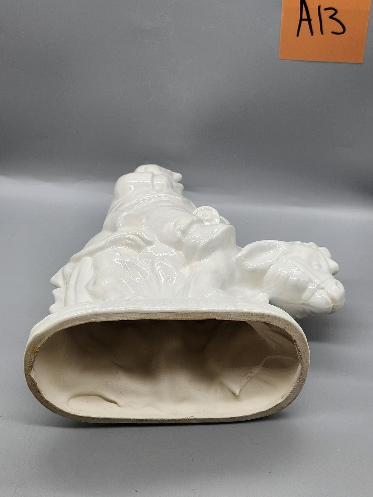 Unmarked White Ceramic Sancho Panza Figurine Don Quixote Literature Home Decor