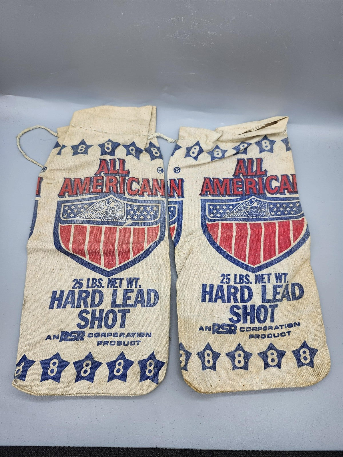 Vintage All American Lead Shot Bags Lot 2 25 Lbs Size 8 Beige Decor RSR