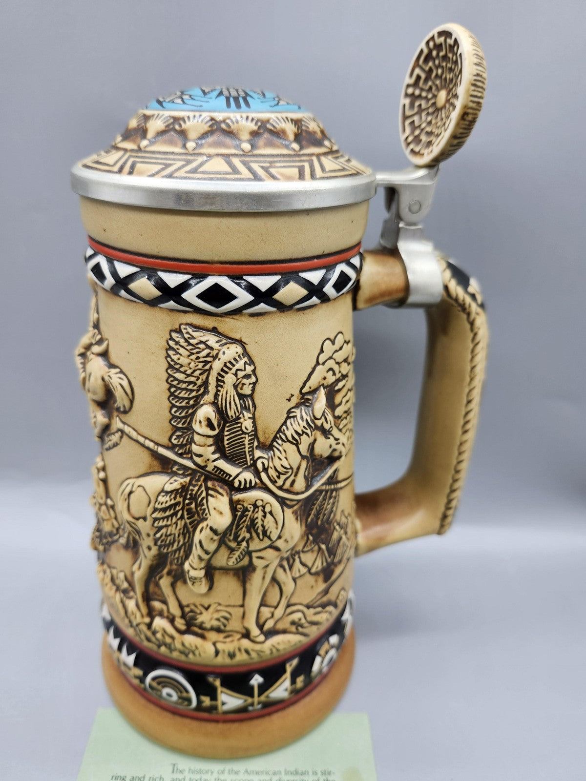 Vintage Avon Indians Of The American Frontier Lidded Stein Ceramarte Brazil