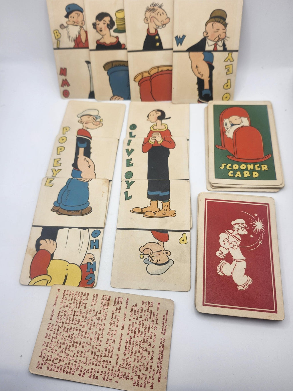 Vintage 1934 Whitman Popeye Scooner Card Game Playing Cards Set USA Olive Oyl
