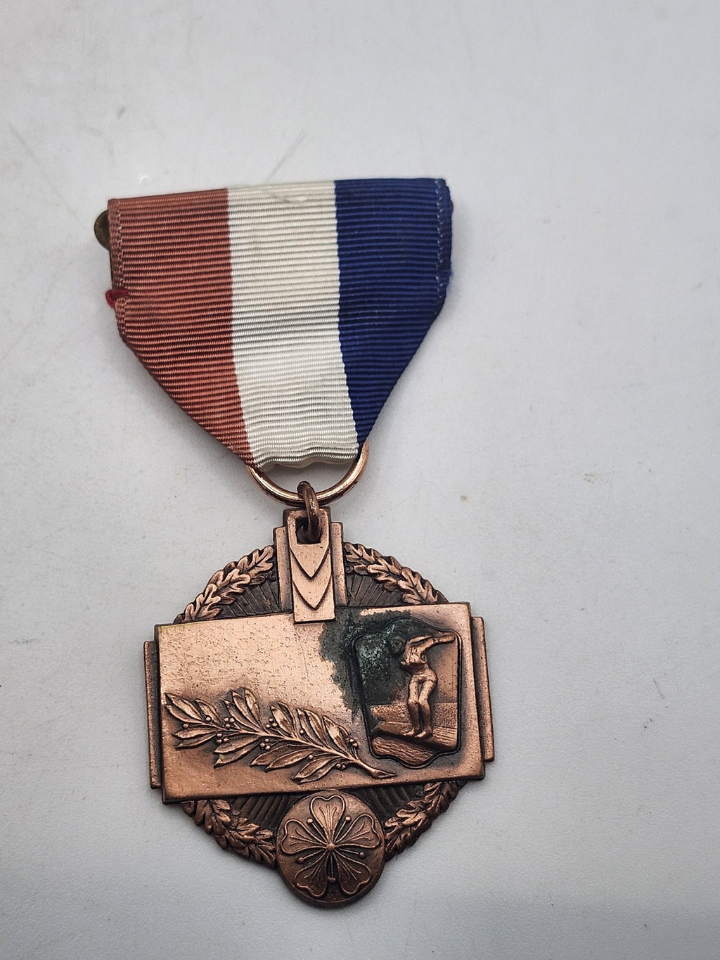 Vintage 1950 Polish American Athletic Games Erie PA Bronze Medal Award Ribbon