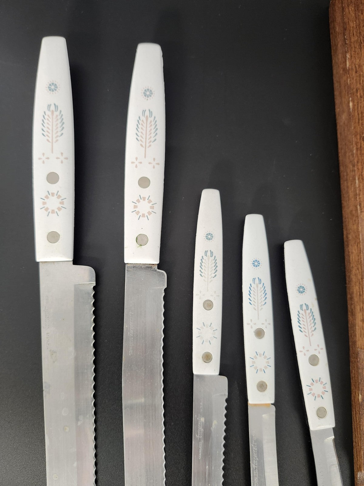 Forgecraft By Town & Country Knife Set 10pc White Stainless Wood Rack Kitchen