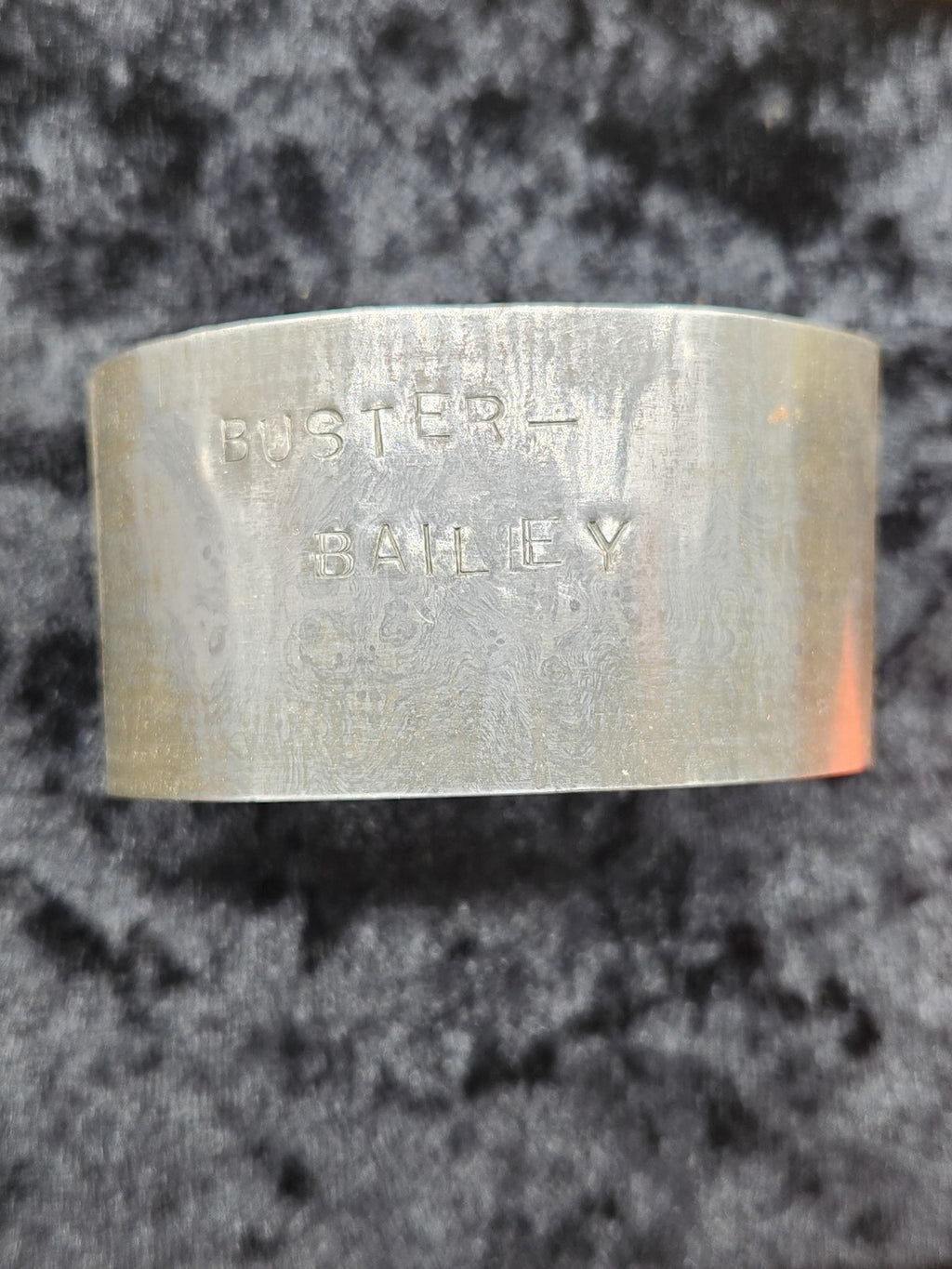 Silver Tone ID Cuff Bracelet Buster Bailey Verna Name Engraved Wide Jewelry Gift