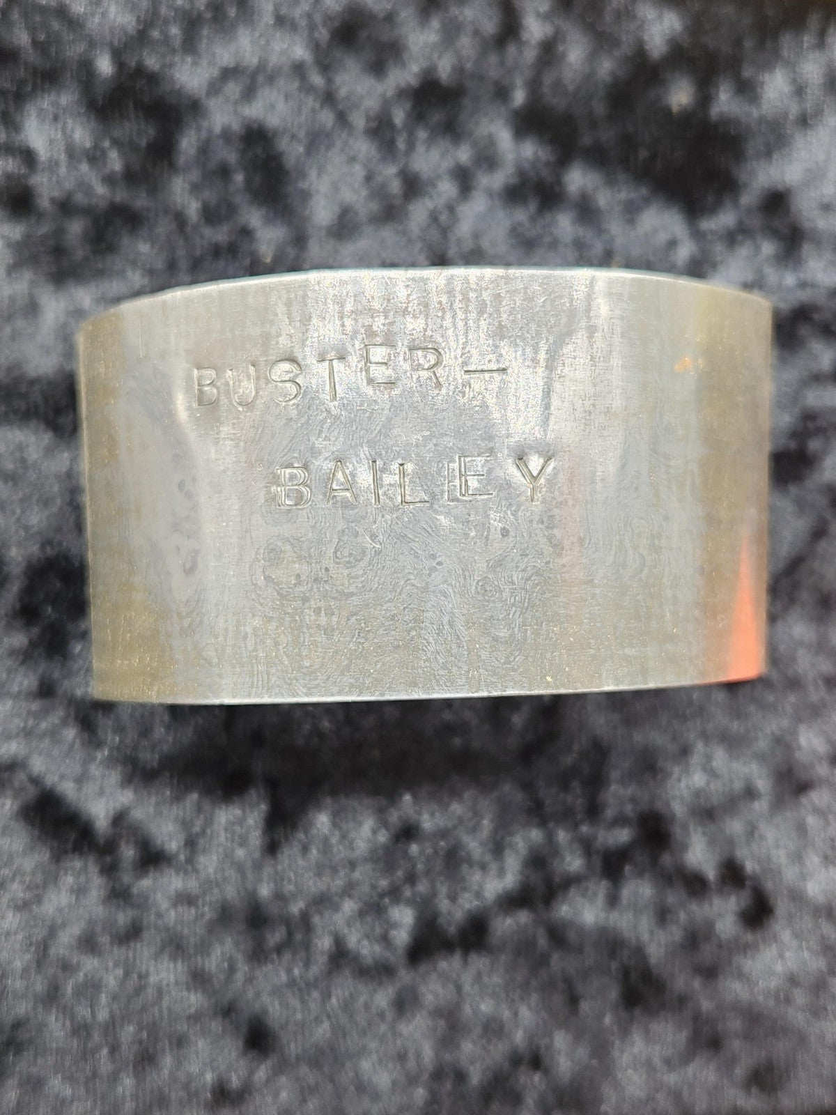Silver Tone ID Cuff Bracelet Buster Bailey Verna Name Engraved Wide Jewelry Gift