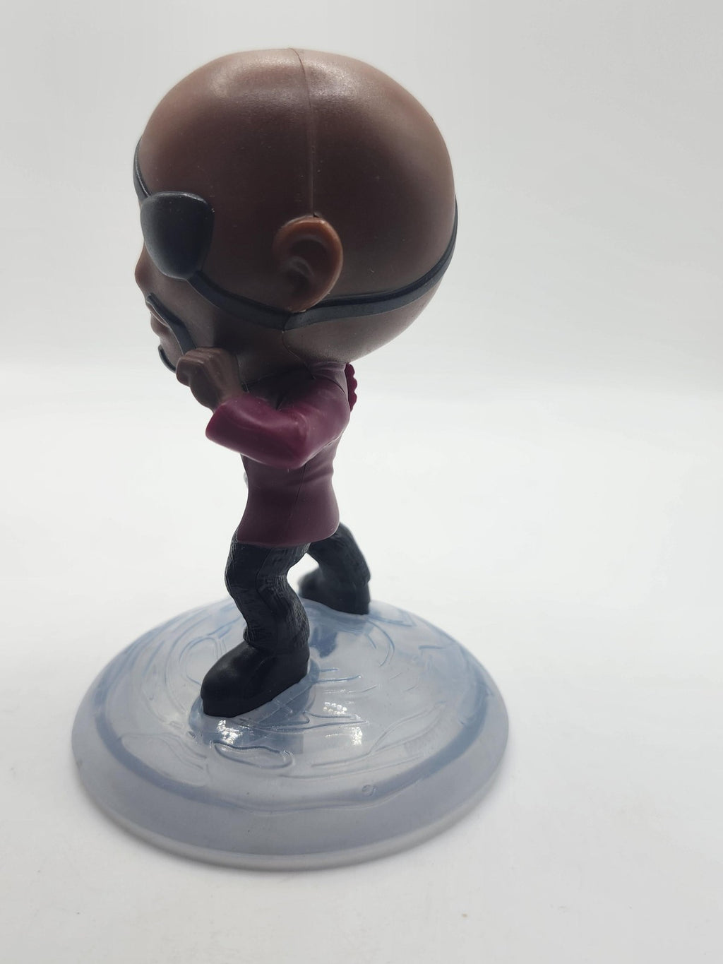 Marvel Nick Fury Action Figure Chibi Plastic Toy Clear Stand Loose Multicolor