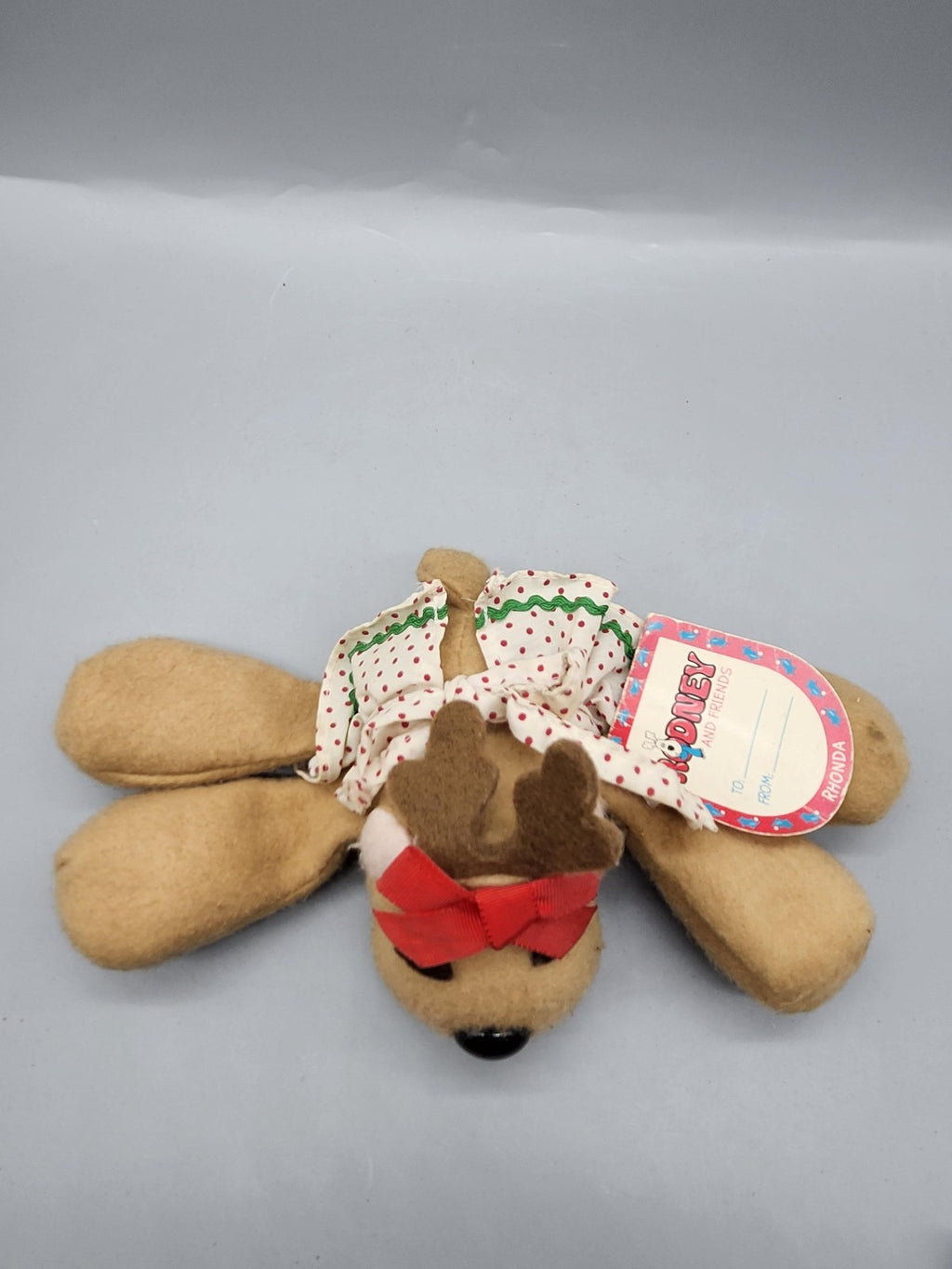 Pound Puppies Brown Christmas Reindeer Dog Plush Stuffed Animal Small Bow Cute