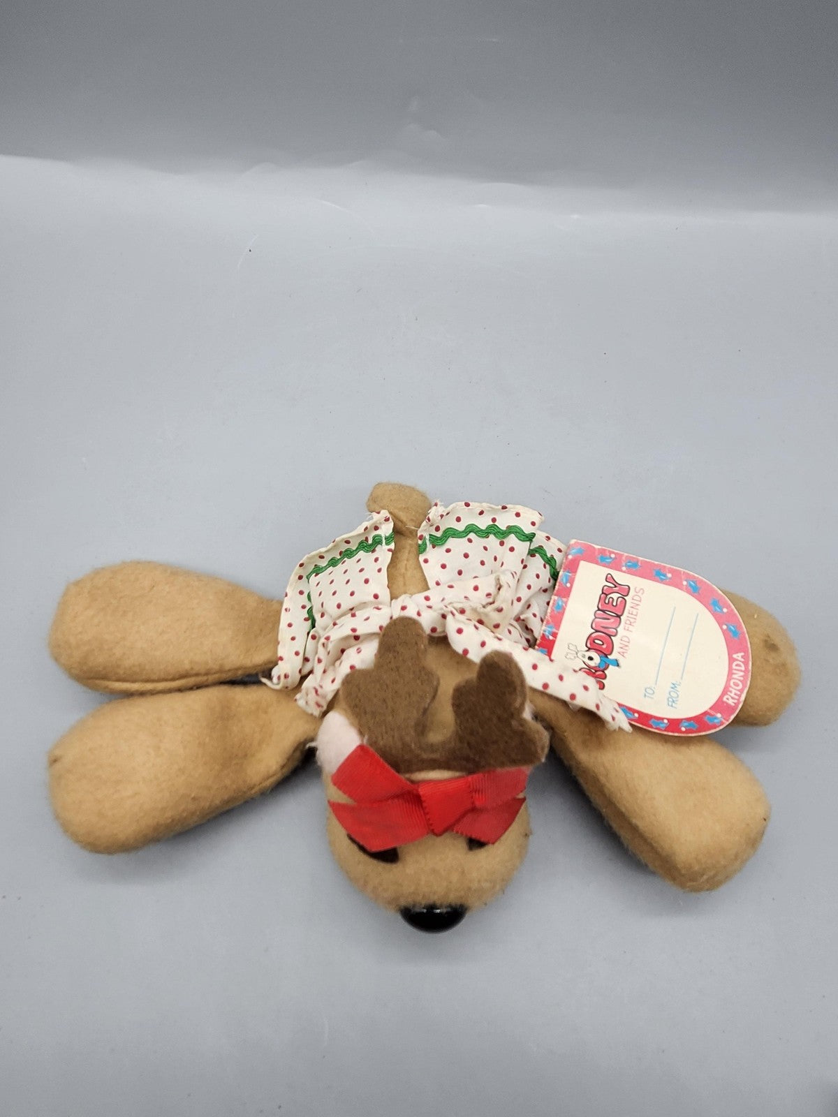 Pound Puppies Brown Christmas Reindeer Dog Plush Stuffed Animal Small Bow Cute