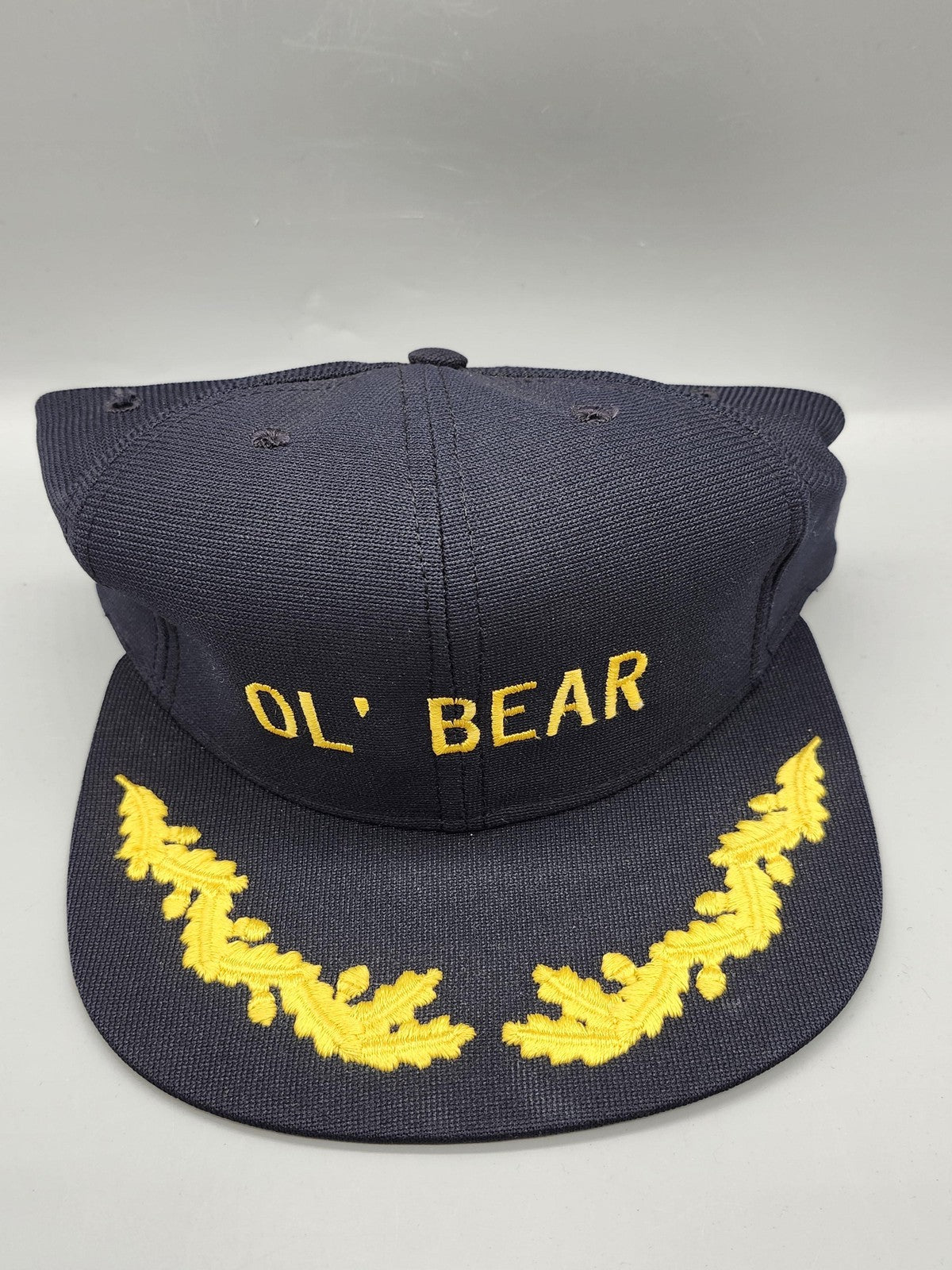 Vintage New Era Ol Bear Hat Cap Snap Back Mens One Size Blue Embroidered 80s