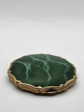 Vintage Stratton Compact Green Marbled Enamel Round Gold Tone England Vanity
