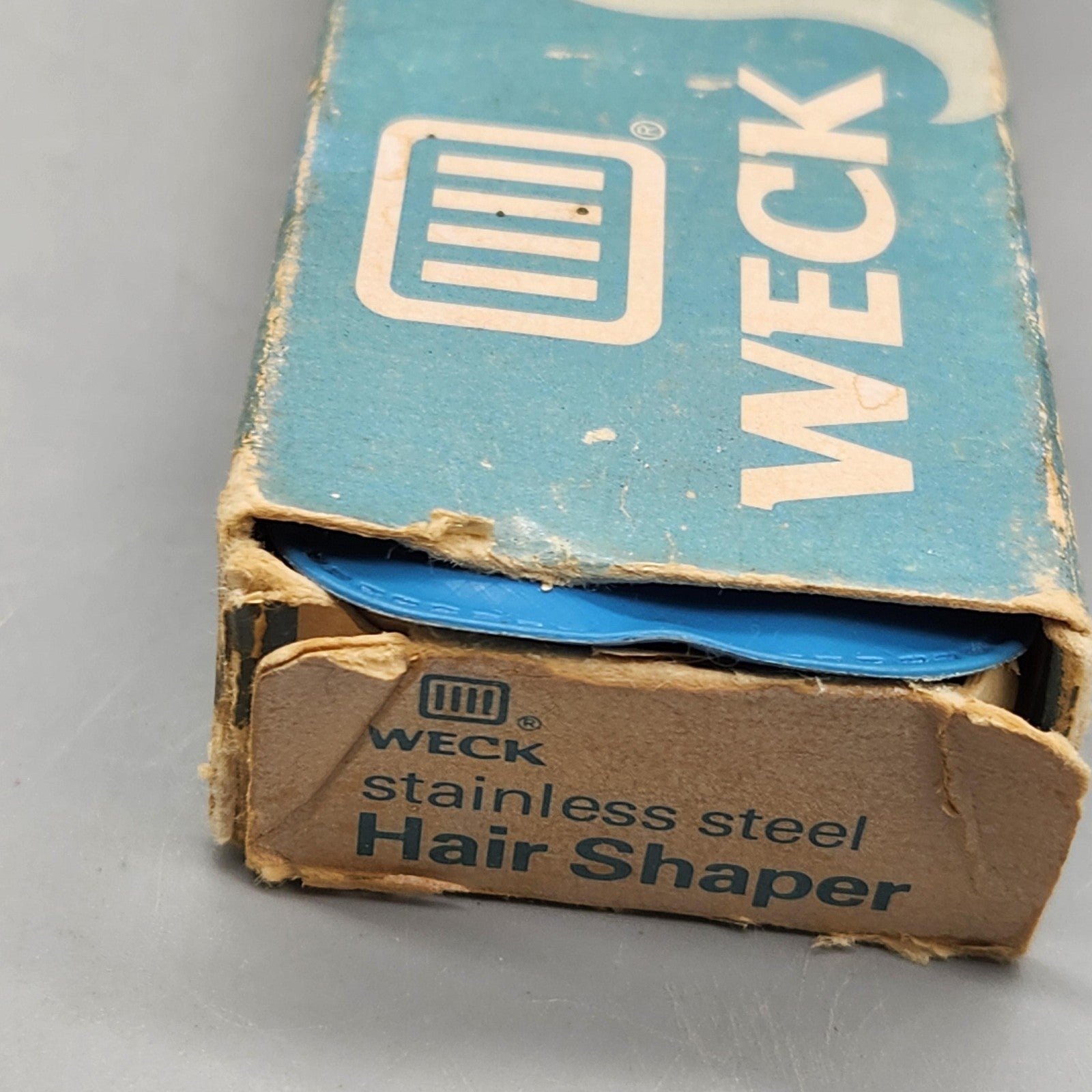Vintage WECK Hair Shaper Straight Razor Silver Stainless W/ 5 Blades Case Box