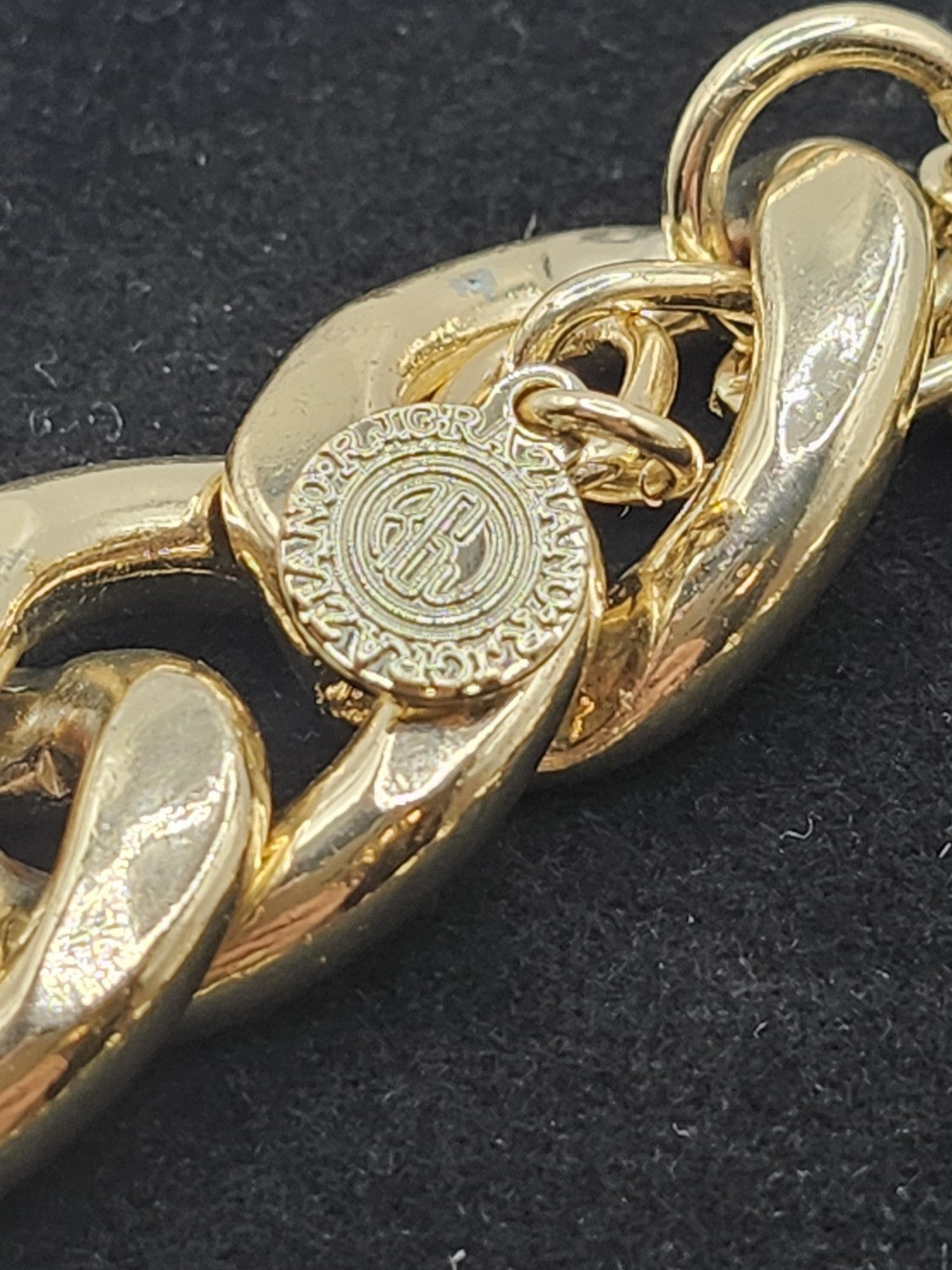 Graziano Gold Tone Chain Bracelet Chunky Link Lobster Clasp 7.5 Inch Jewelry