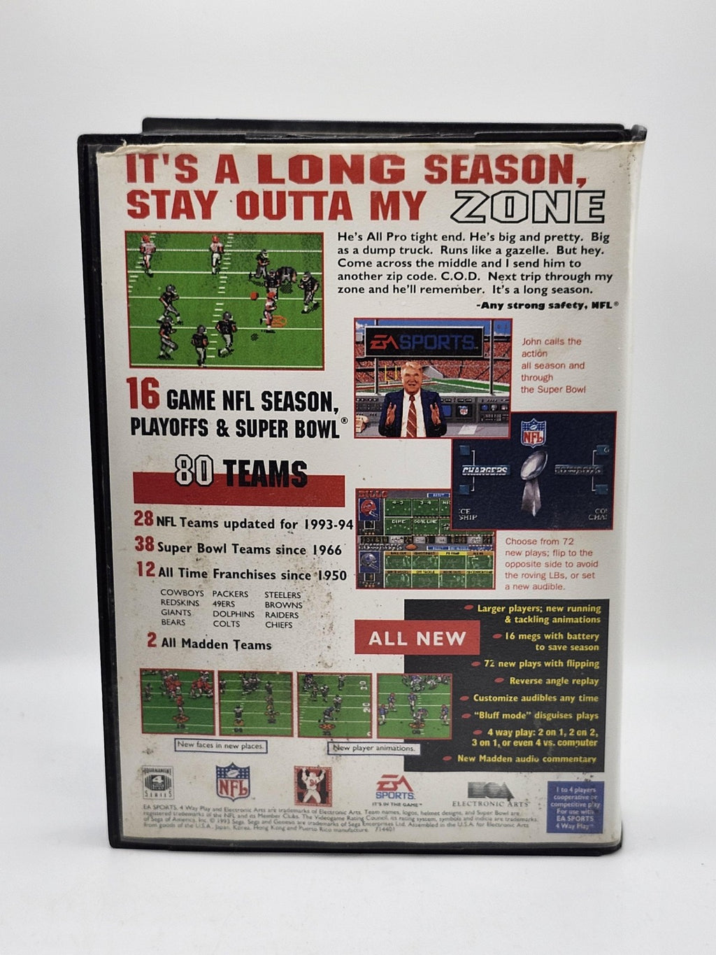 Madden NFL 94 Sega Genesis Game Cart Case Electronic Arts Sports NTSC-U/C 1993