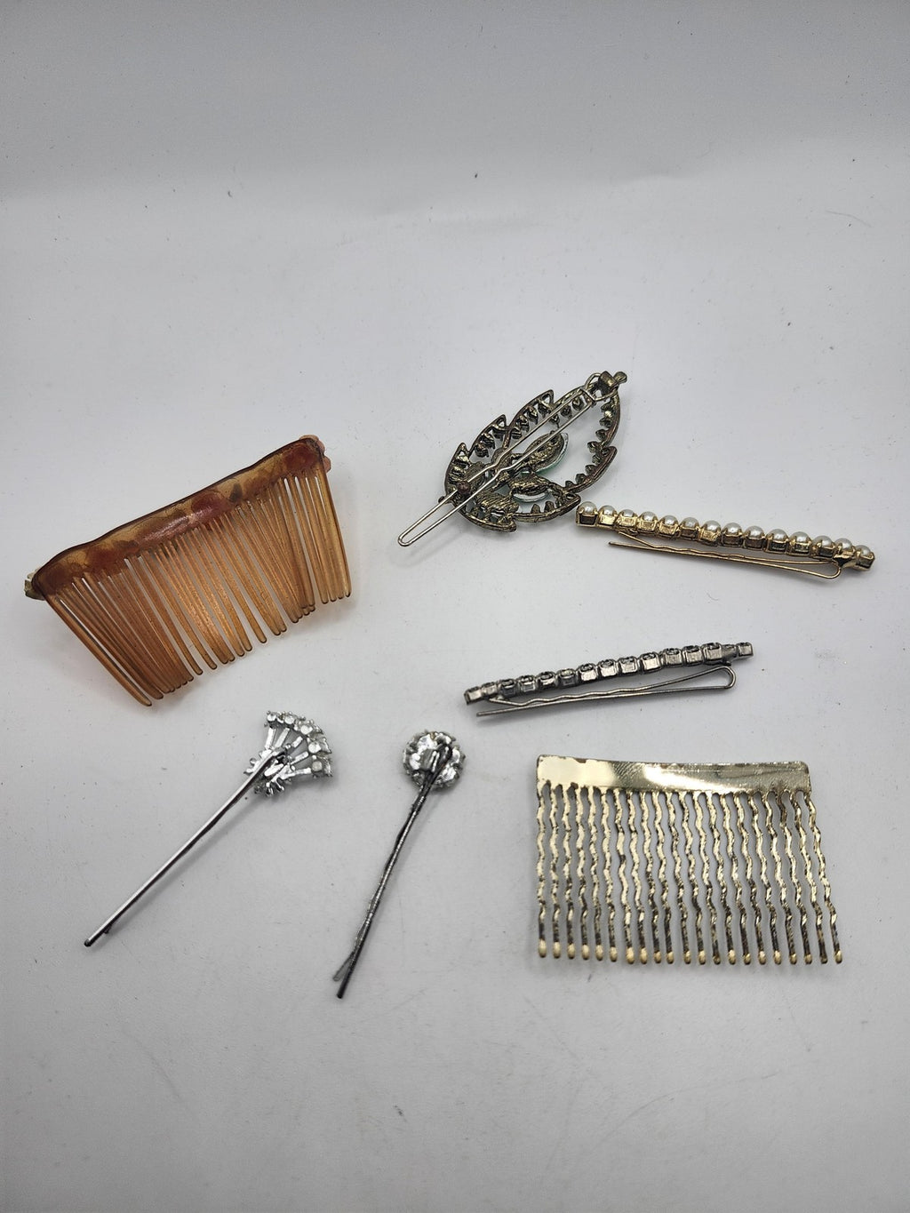 Wedding Hair Clip Lot Multicolor Floral Rhinestone Comb Bobby Pin Barrette Set
