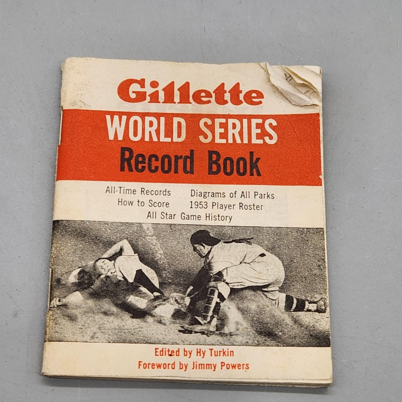 Vintage Gillette World Series Record Book One Size Red White MLB Baseball 1953